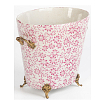 Кашпо из белого фарфора с розовым цветочным орнаментом Eden Garden варинант исполнения - 2 | Loft Concept в Липецке