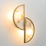 Бра с двумя полукруглыми плафонами из искусственного алебастра в бронзовой оправе Marbella варинант исполнения - 3 | Loft Concept в Липецке