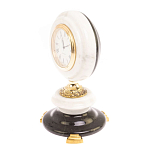 Часы настольные бронзовые из натуральных камней Мрамор и Змеевик Stone Clock варинант исполнения - 2 | Loft Concept в Липецке