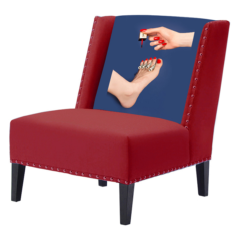 FUN Armchair "Pedicure" Red Дизайнерское кресло с цветным принтом Бургундский красный Сапфирово-синий FUN Armchair "Pedicure" Red Дизайнерское кресло с цветным принтом Бургундский красный Сапфирово-синий в Липецке | Loft Concept