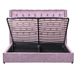 Кровать двуспальная фиолетовая с основанием из массива дерева с мягким изголовьем Velour Beds варинант исполнения - 3 | Loft Concept в Липецке