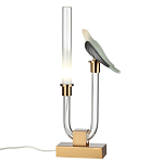 Настольная лампа с прозрачной трубкой и декоративной фигуркой птицы на бронзовой подставке Ganthea варинант исполнения - 2 | Loft Concept в Липецке