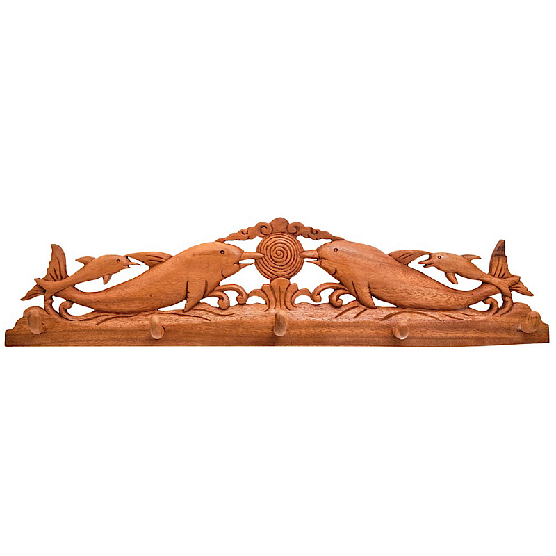 Панно-вешалка из дерева дельфины Panel With Animals Коричневый в Липецке | Loft Concept 
