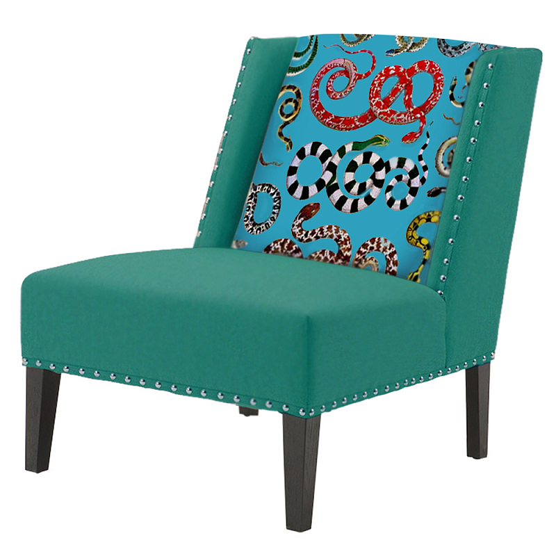 FUN Armchair Snakes Turquoise Дизайнерское кресло с цветным принтом Бирюзовый FUN Armchair Snakes Turquoise Дизайнерское кресло с цветным принтом Бирюзовый в Липецке | Loft Concept