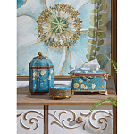 Салфетница прямоугольная голубого цвета с цветами и бабочками Blue Garden варинант исполнения - 2 | Loft Concept в Липецке