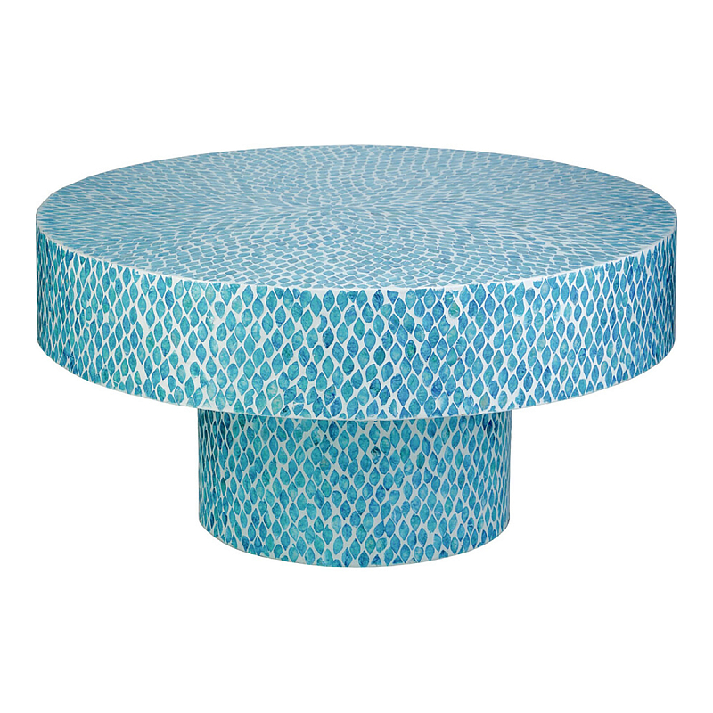 Стол Кофейный с инкрустацией Flower Blue Голубой Стол Кофейный с инкрустацией Flower Blue Голубой в Липецке | Loft Concept
