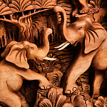 Панно из дерева пять слонов Panel With Animals варинант исполнения - 4 | Loft Concept в Липецке