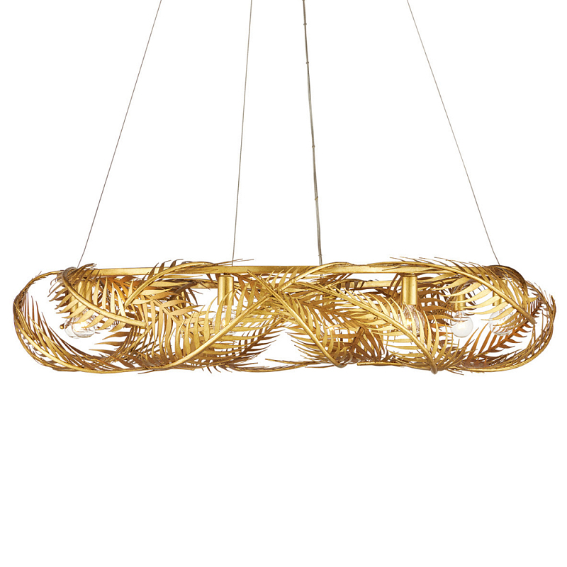Люстра круглая с декором из золотых пальмовых листьев Graceful Palm Branch Золотой Люстра круглая с декором из золотых пальмовых листьев Graceful Palm Branch Золотой в Липецке | Loft Concept