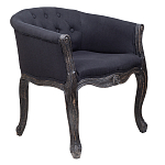 Кресло низкое в стиле прованс Черный Лен Louis French Armchair  варинант исполнения - 1 | Loft Concept в Липецке