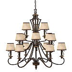 Люстра бронзового цвета с бежевыми абажурами из органзы в классическом стиле Hinkley варинант исполнения - 1 | Loft Concept в Липецке