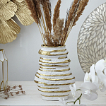 Ваза белая с рельефной поверхностью и золотыми полосами Vase Beehive варинант исполнения - 5 | Loft Concept в Липецке