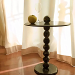 Дизайнерский журнальный стол с основанием в виде черных мраморных бусин Mybimus варинант исполнения - 1 | Loft Concept в Липецке