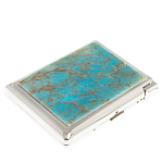 Портсигар на 20 сигарет с газовой зажигалкой из натурального камня Апатит Голубой Stone Cigarettes Cases варинант исполнения - 1 | Loft Concept в Липецке