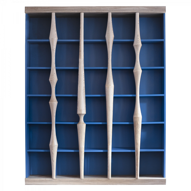Стеллаж Oak Columns & Blue Светлый дуб Синий Стеллаж Oak Columns & Blue Светлый дуб Синий в Липецке | Loft Concept