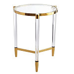 Золотой приставной столик с круглой стеклянной столешницей Weightless Table варинант исполнения - 3 | Loft Concept в Липецке