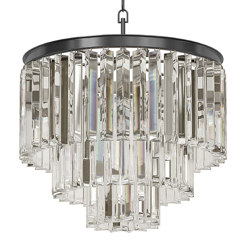 Люстра Odeon Clear Glass Fringe Chandelier - 3 rings Черный в Липецке | Loft Concept 