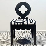 Дизайнерский стул с круглой деревянной спинкой Black and White Clover варинант исполнения - 2 | Loft Concept в Липецке