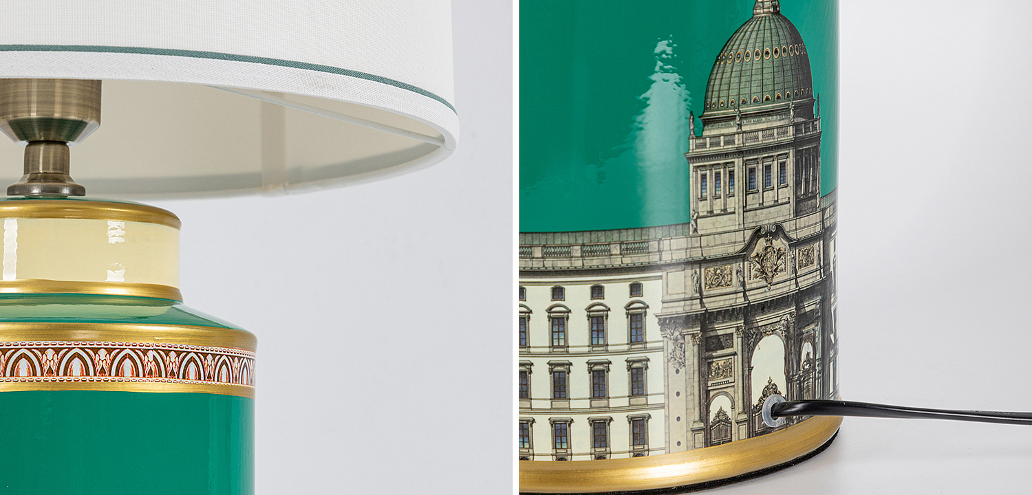 Настольная лампа Old Town Green Lampshade Настольная лампа Old Town Green Lampshade - Loft-Concept в Липецке