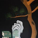 Обои ручная роспись The Art of Learning and Steps for the Flowers by Teo Yang Original colourway on Pitch dyed silk варинант исполнения - 2 | Loft Concept в Липецке