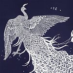 Обои ручная роспись в стиле Арт-деко Whistler Peacocks Special Colourway on Empire Blue dyed silk варинант исполнения - 1 | Loft Concept в Липецке