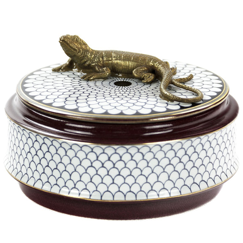 Шкатулка Box Bronze Lizard Белый Бронза Коричневый Шкатулка Box Bronze Lizard Белый Бронза Коричневый в Липецке | Loft Concept