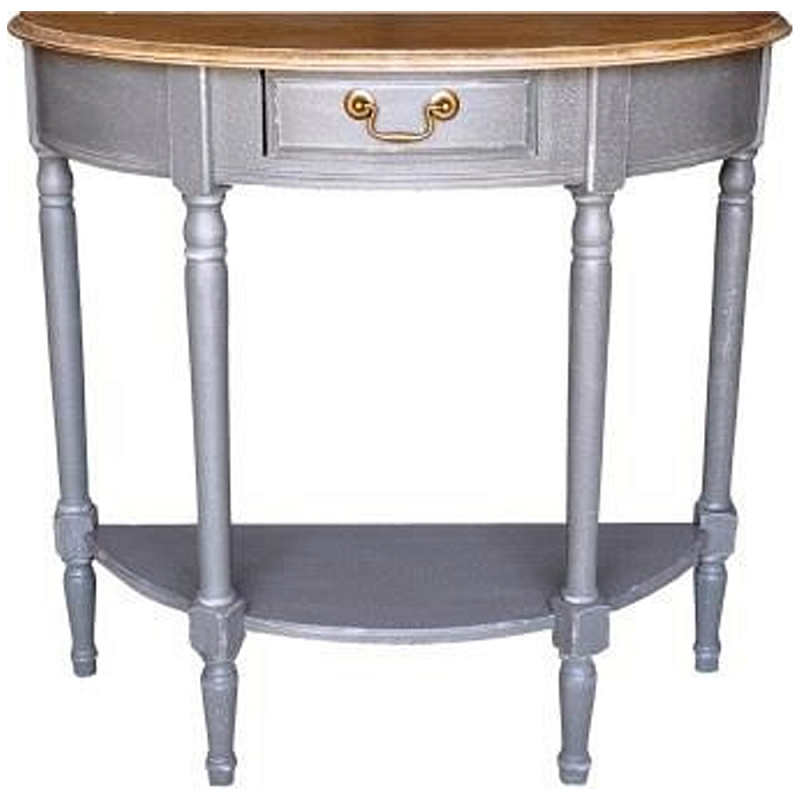 Полукруглая консоль в стиле прованс серая Margery Provence Grey Console Серый Дуб темный Полукруглая консоль в стиле прованс серая Margery Provence Grey Console Серый Дуб темный в Липецке | Loft Concept