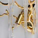 Бра золотого цвета с разветвленными ветвями и длинными прозрачными подвесками в форме стеклянных сосулек Droplet Chandelier варинант исполнения - 6 | Loft Concept в Липецке