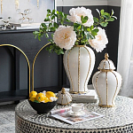 Ваза с золотыми полосами на белом фоне Chinoiserie Ceramics варинант исполнения - 3 | Loft Concept в Липецке