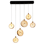 Подвесной светильник с плафонами из рельефного стекла Peony Glass Bronze Six варинант исполнения - 2 | Loft Concept в Липецке