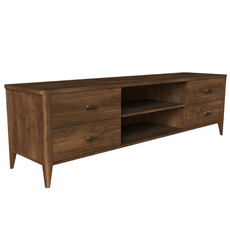 ТВ-тумба с 4-мя ящиками и полками из массива бука Tasteful Furniture Коричневый ТВ-тумба с 4-мя ящиками и полками из массива бука Tasteful Furniture Коричневый в Липецке | Loft Concept