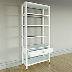 Стеллаж Elsa Dreams White со стеклянными полками и ящиком варинант исполнения - 3 | Loft Concept в Липецке