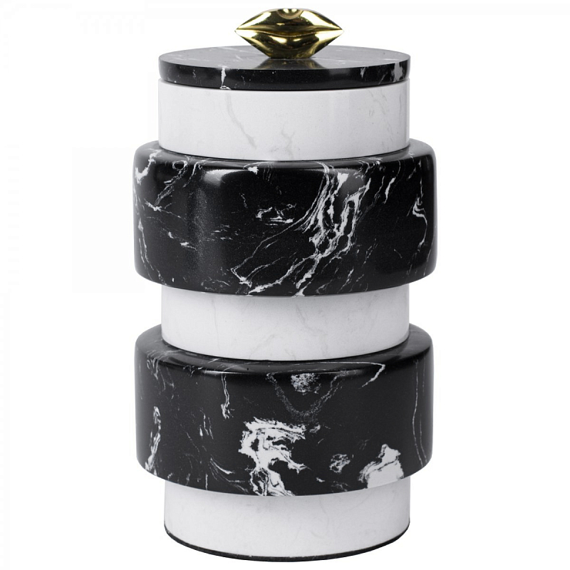 Kelly Wearstler LARGE MELANGE JAR Белый Черный Глянцевое золото Kelly Wearstler LARGE MELANGE JAR Белый Черный Глянцевое золото в Липецке | Loft Concept