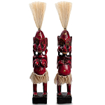 Комплект из 2-х деревянных статуэток Asmat Straw Headdress Statuettes Red варинант исполнения - 1 | Loft Concept в Липецке