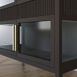 Витрина Primo со стеклянными фасадами и 2 ящиками Темный орех варинант исполнения - 3 | Loft Concept в Липецке