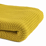 Плед из хлопка жемчужной вязки горчичного цвета Waffle Comfort варинант исполнения - 2 | Loft Concept в Липецке