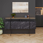 Комод с цветом фасада черный мрамор с деревянной столешницей на металлических ножках HANLEY CONSOLE HITIT BENDIR варинант исполнения - 1 | Loft Concept в Липецке