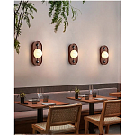 Настенный светильник овальный с деревянным основанием Wood Wall Lamp варинант исполнения - 1 | Loft Concept в Липецке