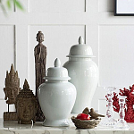 Ваза белая с крышкой однотонная Chinoiserie Ceramics варинант исполнения - 4 | Loft Concept в Липецке