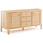 Длинный комод из ротанга с дверцами и ящиками Simone Rattan Chest of Drawers варинант исполнения - 2 | Loft Concept в Липецке