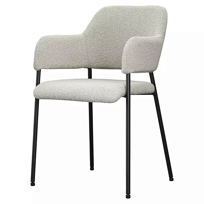 Стул мягкий с подлокотниками Chair Gray Upholstery Boucle Серый Стул мягкий с подлокотниками Chair Gray Upholstery Boucle Серый в Липецке | Loft Concept