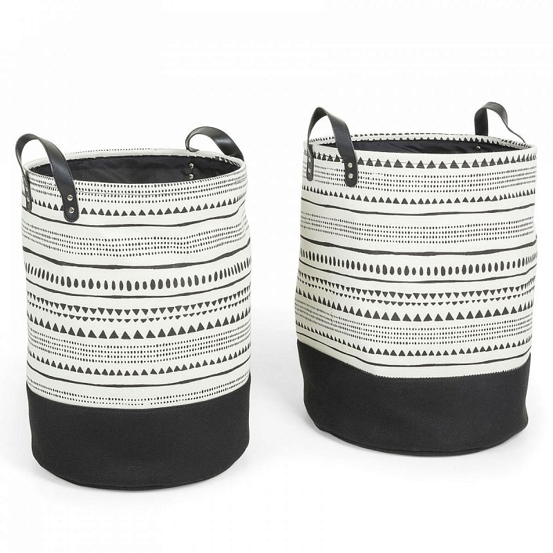 Комплект корзин Black and White Wedges Черно-белый Комплект корзин Black and White Wedges Черно-белый в Липецке | Loft Concept