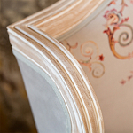 Двухместный диван из массива бука серый с растительным орнаментом Raffael Blue Grey Sofa варинант исполнения - 4 | Loft Concept в Липецке