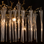 Люстра подвесная прямоугольная с бронзовыми акцентами и прозрачными стеклянными каплями Droplet Chandelier варинант исполнения - 6 | Loft Concept в Липецке