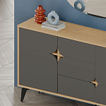 Комод цвета древесины с 3-мя дверцами и выдвижным ящиком темно-серого цвета SPARK CONSOLE OAK ANTHRACITE варинант исполнения - 3 | Loft Concept в Липецке