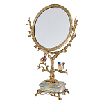 Зеркало с бронзовой подставкой в виде дерева и фарфоровыми птичками на голубом основании Eden Garden варинант исполнения - 1 | Loft Concept в Липецке