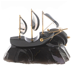 Часы настольные в виде парусника из натурального камня Обсидиан Sailboat Stone Clock варинант исполнения - 6 | Loft Concept в Липецке