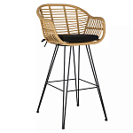 Стул барный с ротанговым плетением Half Bar Chair with Wicker с подлокотниками варинант исполнения - 2 | Loft Concept в Липецке