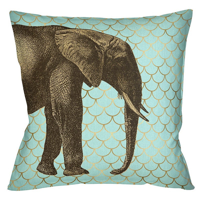 Подушка Safari light blue elephant Бирюзовый Глянцевое золото Подушка Safari light blue elephant Бирюзовый Глянцевое золото в Липецке | Loft Concept