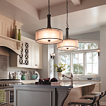 Люстра подвесная с двойным круглым плафоном из органзы и матового стекла Kichler варинант исполнения - 6 | Loft Concept в Липецке