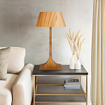 Настольная лампа со скошенным конусовидным абажуром и фигурной ножкой в цвете тик Accord Lighting варинант исполнения - 7 | Loft Concept в Липецке